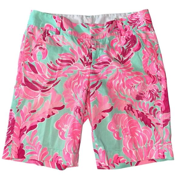 Lilly Pulitzer Women’s Size 2 Poolside Blue Love Birds Chipper Bermuda Shorts - Picture 2 of 7